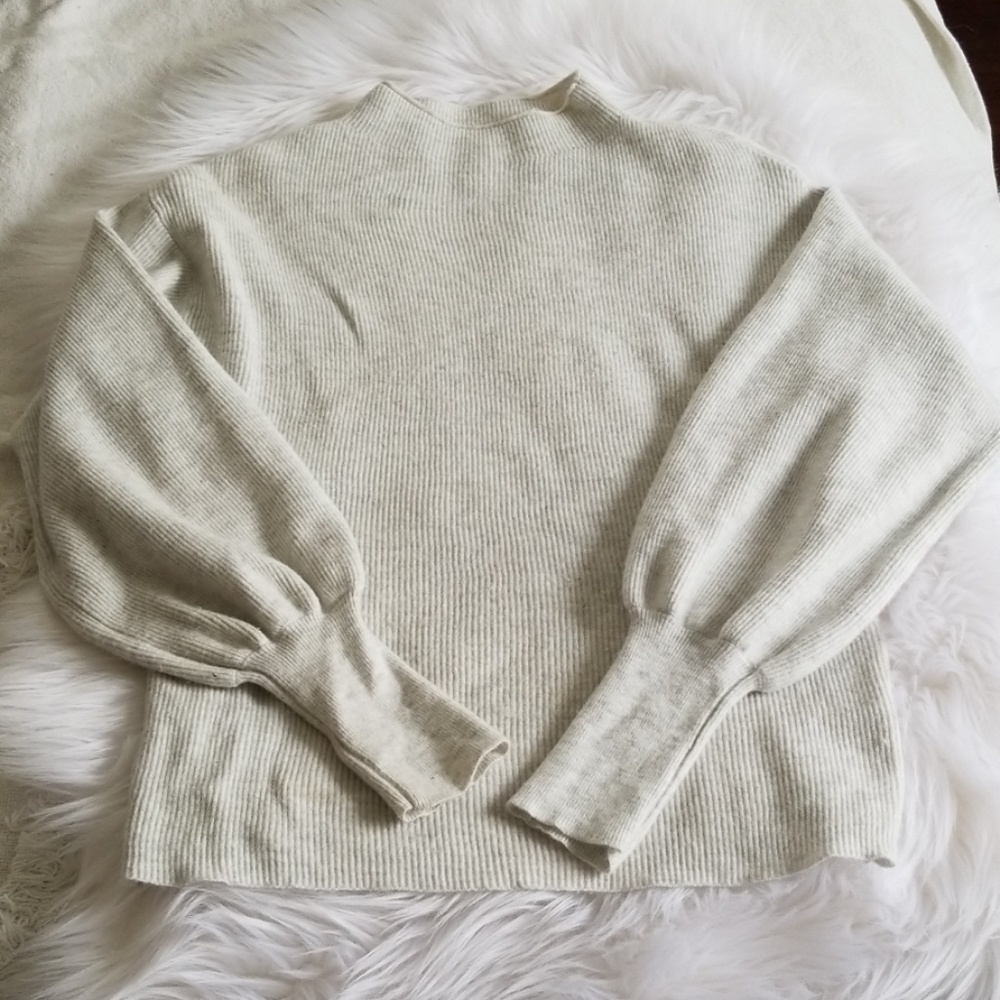 A New Day Mock Neck Balloon Sleeve Sweater - Cream
